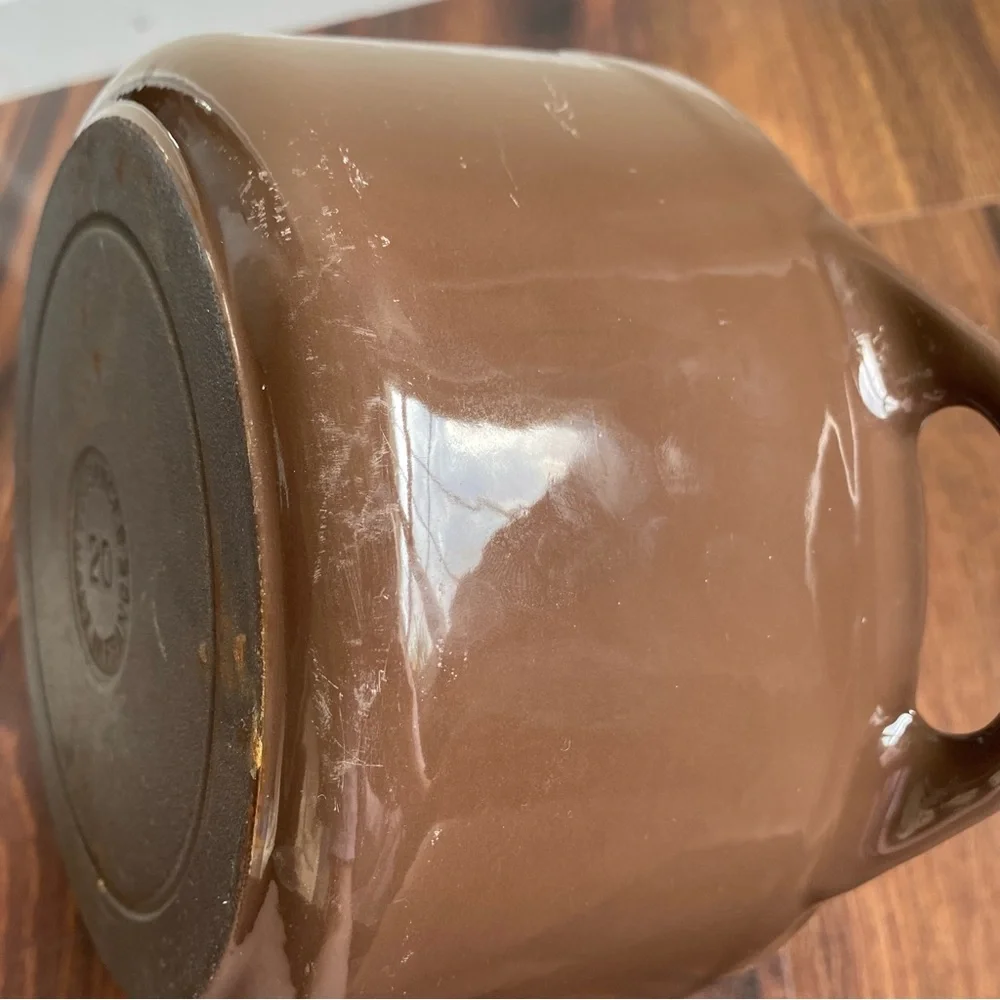 VTG Le Creuset Doufeu Cousances #20 Brown Ceramic Cast Iron Pot Dutch Oven